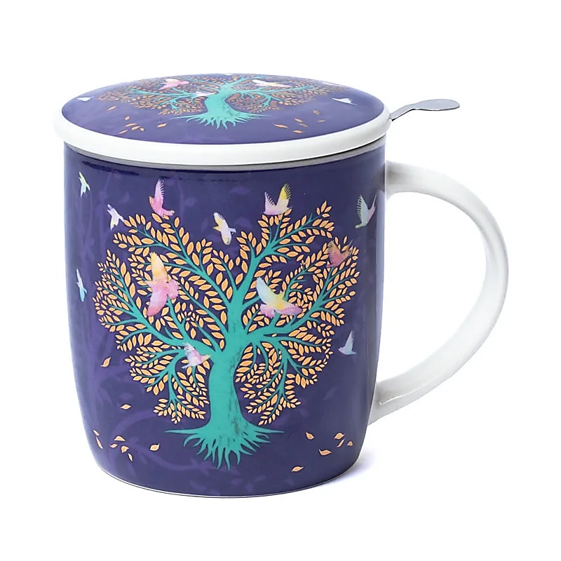 Geschenk-Set Teetasse mit Sieb Lovebirds