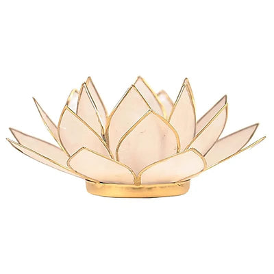 Lotus Teelichthalter natur goldfarbig 13,5