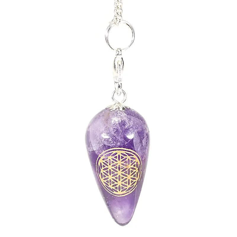 Pendel Amethyst tropfenförmig Blume des Lebens