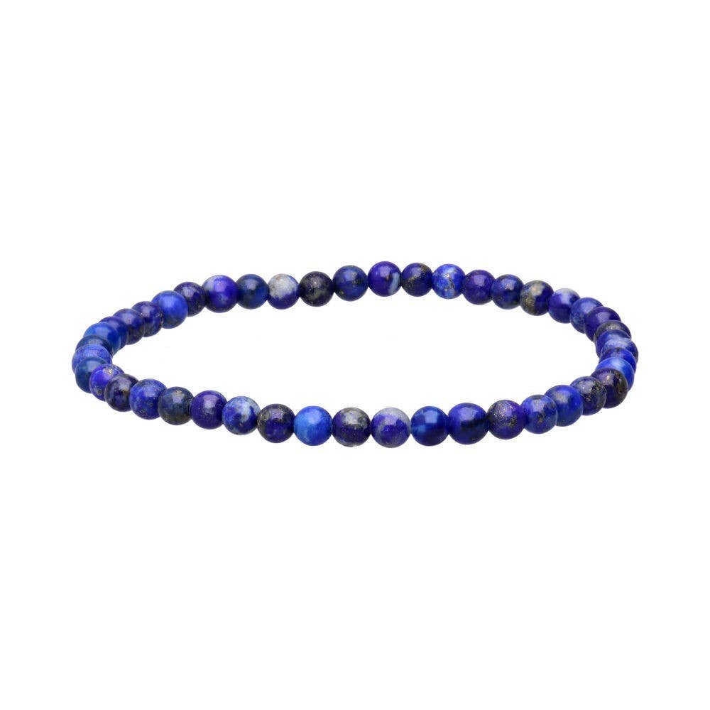 Lapislazuli-Armband, glatte Kugel, 4 mm